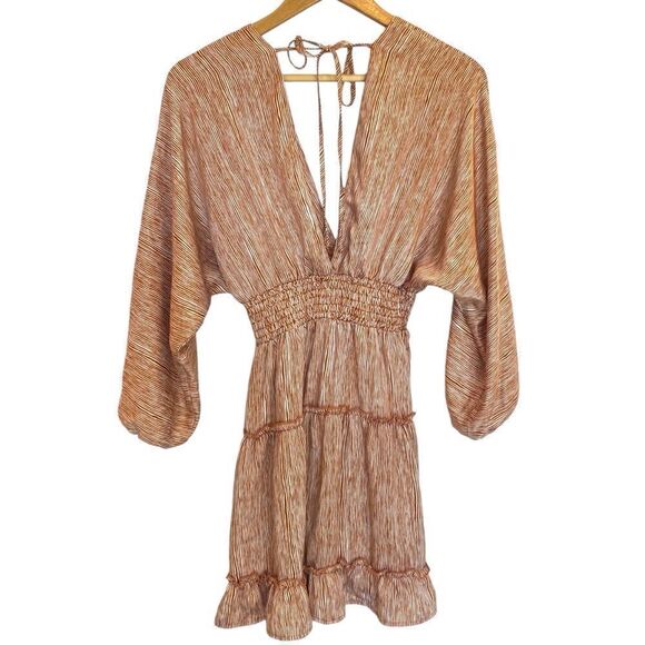 Anthropologie Moon River Boho Deep V-Neck Tiered Ruffle Dress - Women’s S - Picture 2 of 4